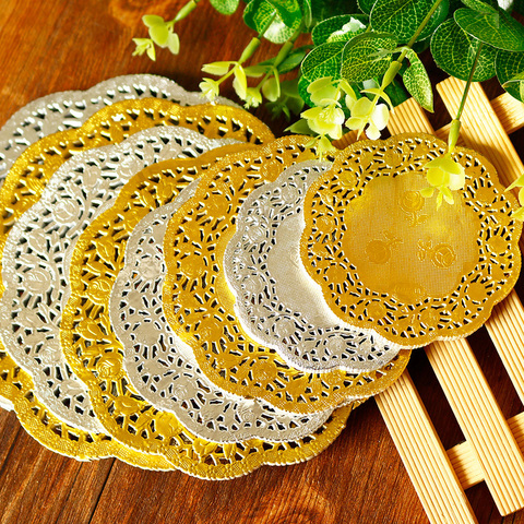 50/100/200pcs Round Paper Doilies Golden Silver Lace Doily Party Decorative Tableware Placemats Paper Mats Table Decoration ► Photo 1/6