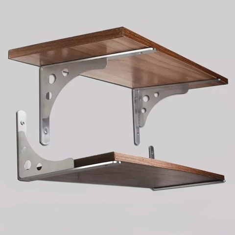 2PCS,6-16 Inch Length Furniture Heavy Duty Triangle Angle Stainless Steel Corner Brace Wall Mounted Shelf Bracket Desk Table ► Photo 1/3