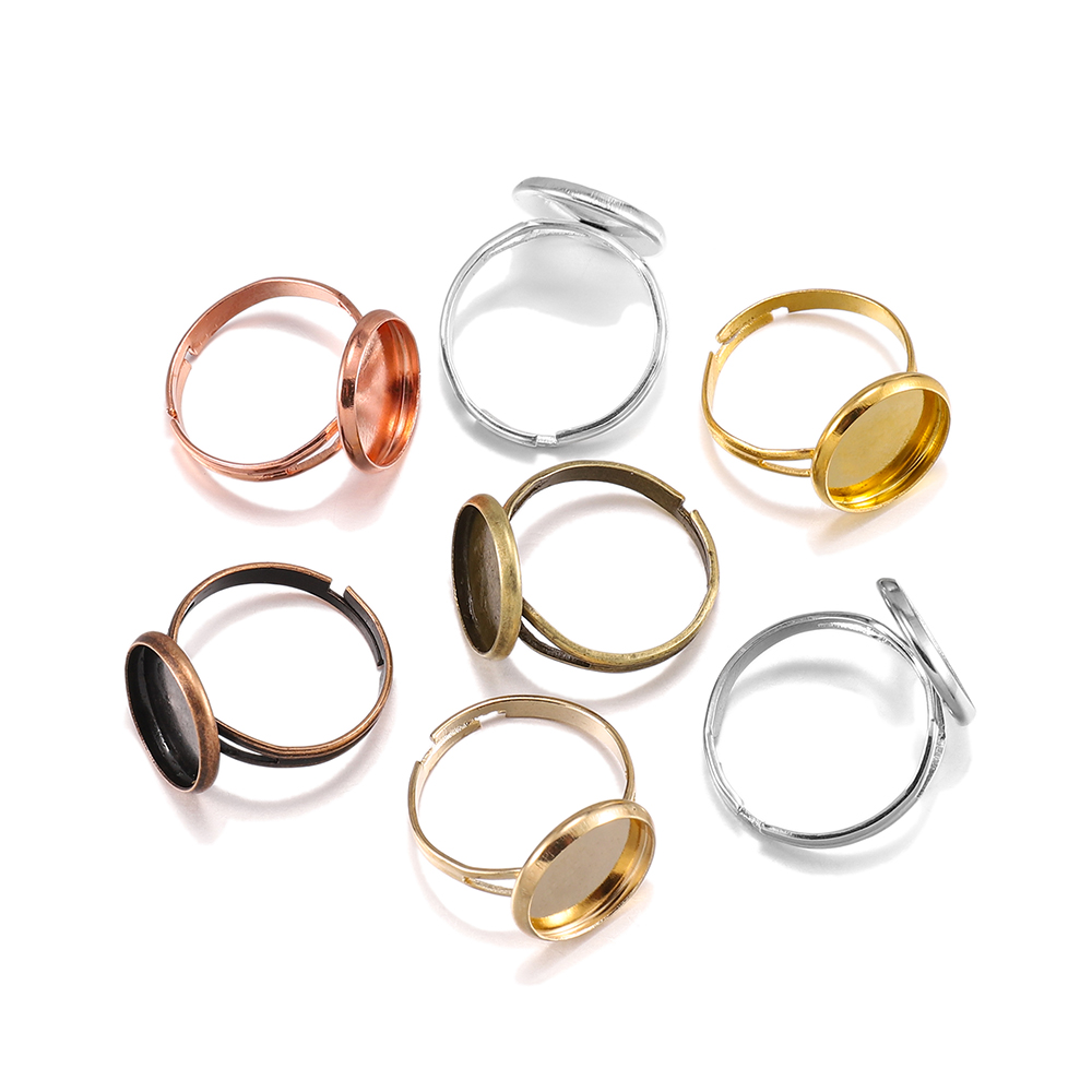 10PCS Adjustable Bezel Ring Blanks Base Setting 25mm Cabochon Jewelry Findings 