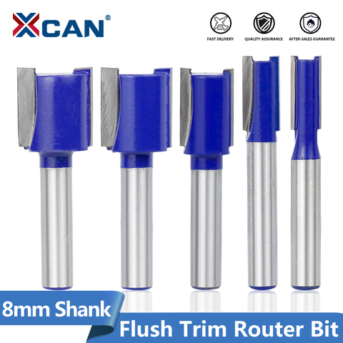 XCAN Flush Trim Router Bit 8mm Shank Carbide Milling Cutter Wood Straight End Mill For Woodworking Flush Trim Tenon Cutter ► Photo 1/6
