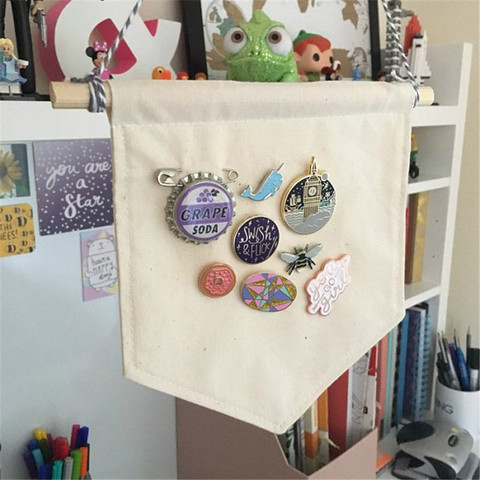 Enamel Pin Wall Display Pennant Badge Hanging Decoration Pins Buttons Lapels Collection Canvas Bunting Banner Kids Room Ornament ► Photo 1/6
