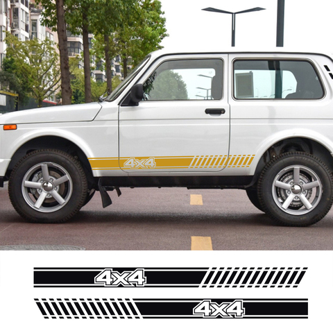 2Pcs Car Long Side Stripes Sticker Vinyl Film Auto DIY Decals For LADA NIVA 4X4 Automobiles Decoration Car Tuning Accessories ► Photo 1/6