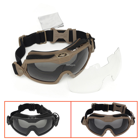 Tactical Combat Goggles 2 Interchangeable Lens Anti-Fog Military Airsoft Glasses Windproof Motorcycle Hunting Wargame Glasses ► Photo 1/6