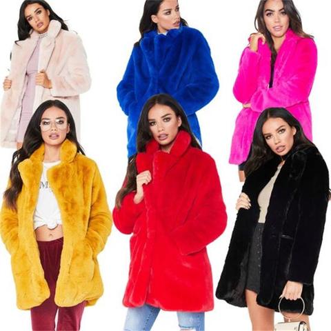 European American new fashion elegant women long loose wool soft rabbit hair faux fur coat S-3XL,white,pink,yellow,black,red ► Photo 1/6