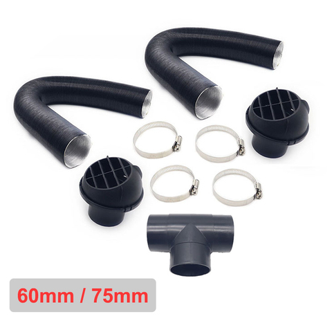 60mm 75mm Car Auto Heater Pipe Duct T Piece Warm Air Outlet Vent Hose Clips Set For Parking Diesel Heater Webasto Eberspacher ► Photo 1/6