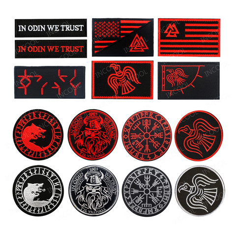 Viking Reflective Embroidered Patches IN GOD WE TRUST Tactical Military Patches Wolf Fabric Emblem Embroidery Badges Patch Maker ► Photo 1/6