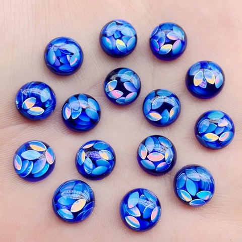 25pcs 10mm Glitter Filled Resin Round Flatback sapphire&colorful Crystal stones Cabochon DIY wedding decoration rhinestone -HB83 ► Photo 1/6