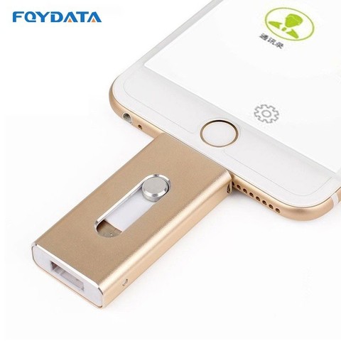 FQYDATA  FlashDrive 128GB 64GB 32gb 16gbPen drive HD external storage memory stick For iphone8 8 Plus 7 7Plus  ipad Pen drive ► Photo 1/6