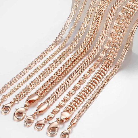 20cm Chains Bracelets for Women 585 Rose Gold Filled Womens Bracelet Chain Dropshipping Wholesale Fashion Jewelry 3-8mm LCBB1 ► Photo 1/6