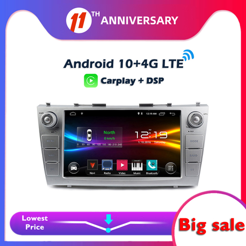 6GB+128GB Carplay DSP IPS Android 10.0 4G LTE Car DVD Player GPS WIFI Bluetooth Radio For Toyota Camry 2007 2008 2009 2010 2011 ► Photo 1/6