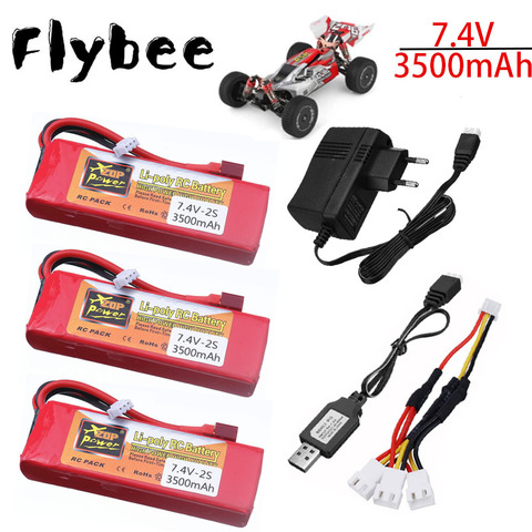 2s 7.4 V 3500mAh Lipo battery for Wltoys 144001 Upgraded rechargable for Wltoys 1/14 144001 RC car boat with charger ► Photo 1/6