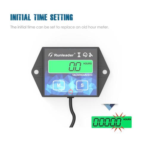 Digital Engine Tachometer Backlight Inductive Hour Meter Gauge Track Oil Change HM011G for Boat Lawn Mower Motorcycle Outboard ► Photo 1/6