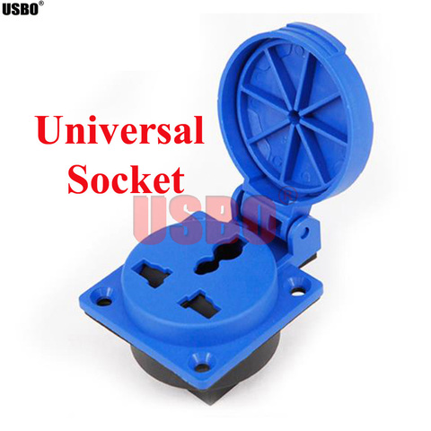 Blue IP54 round cover outdoor waterproof socket universal AC Power Socket Dustproof Waterproof Multifunction Industrial outlet ► Photo 1/6