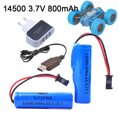 for JJRC C2 D828 RC Car Parts 14500 SM-2P 3.7v 800mah Li-ion Battery Rechargeable For RC Stunt Dump Car Battery Toys Accessories ► Photo 1/5