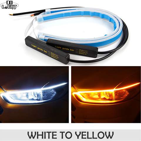 CO LIGHT LED DRL 30 45 60cm Daytime Running Light Flexible Soft Tube Guide Car LED Strip White Turn Signal Yellow Waterproof 12V ► Photo 1/6