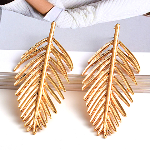 Wholesale Gold Metal Leaf Drop Earrings Statement Fashion Trend Earrings Jewelry Accessories For Women ► Photo 1/6