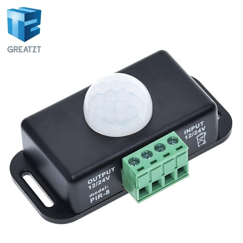 GREATZT DC 12V 24V 8A Automatic Adjust PIR Motion Sensor Switch IR Infrared Detector Light Switch Module for LED Strip Light Lam ► Photo 1/1