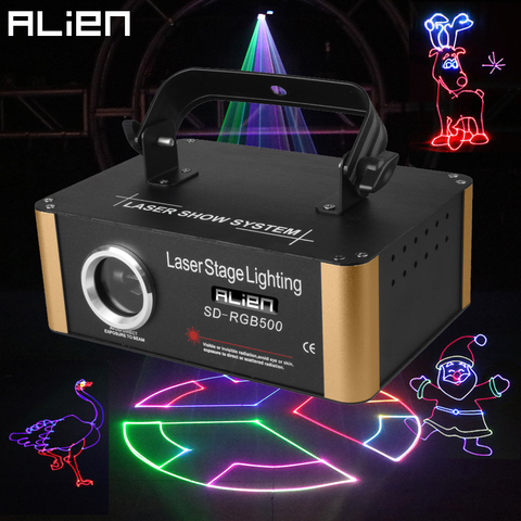 ALIEN 500mW RGB DMX SD Card Animation Laser Projector PRO DJ Disco Stage Lighting Effect Party Wedding Holiday Club Bar Scanner ► Photo 1/6