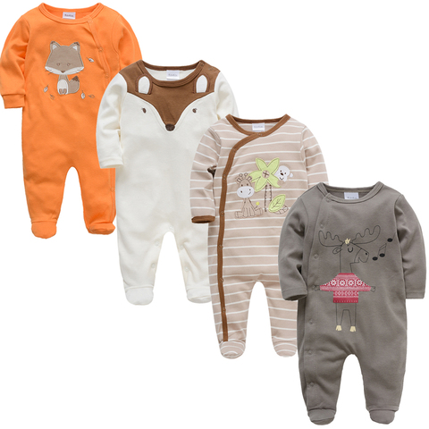 2022 3 4 pcs/lot Summer Baby Boy roupa de bebes Newborn Jumpsuit Long Sleeve Cotton Pajamas 3 6 9 12 Months Rompers Baby Clothes ► Photo 1/6