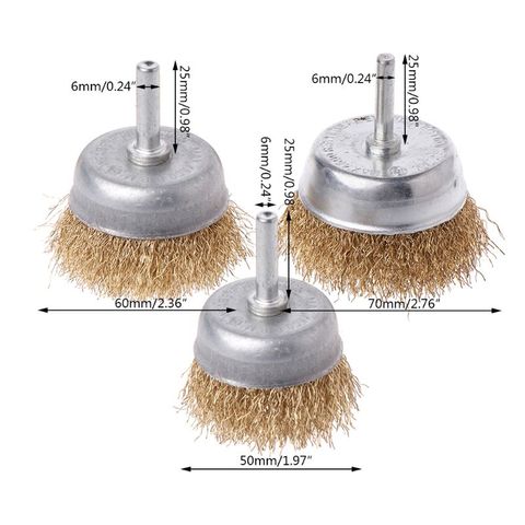 1 Pcs Bowl Wire Brush 6mm Shank Diameter Flat Steel Wire Wheel Electric Drill Grinding Mill Polish Wheel Derusting Tool Power To ► Photo 1/6