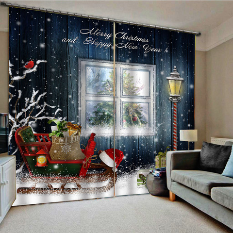 Photo Print Christmas 3D Curtain Waterproof Window Drapes 55X39