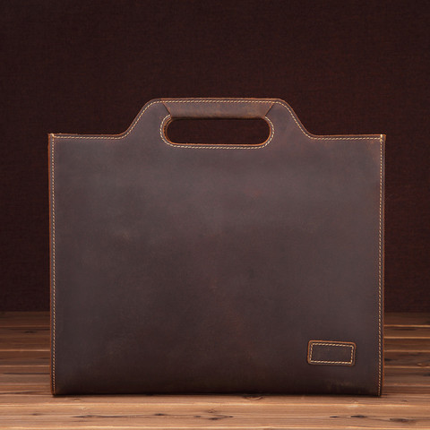 Vintage Men's Genuine Leather Briefcase for Business Crazy Horse Messenger Male Laptop Bag Men Business Travel Bag Shoulder Tote ► Photo 1/6