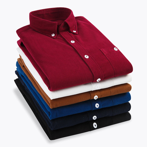 Autumn Winter Men Corduroy Shirt Slim Long Sleeved Button Collar Smart Casual Shirts Men Comfortable Warm Shirts Plus Size 5XL ► Photo 1/6