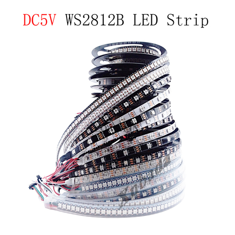 1m 2m 3m 4m 5m WS2812B WS2812 Led Strip,Individually Addressable Smart RGB Led Strip,Black/White PCB Waterproof IP30/65/67 DC5V ► Photo 1/6