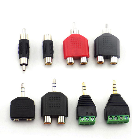 1x 3.5mm plug to 2 RCA jack adapter male to female 3.5 to AV Audio Connector 2 in 1 Stereo Headset Dual Headphone Audio plug ► Photo 1/4