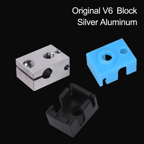 3D Printer Parts V6 Heater Block Silver Aluminum Block For E3D V6 Hotend Extruder+ V6 Silicone Sock Heated Block To PT100 Titan ► Photo 1/6