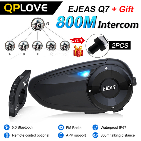 Q7 Bluetooth 5.0 intercom 2 seconds to quickly pair 7 Riders Wireless  Waterproof Interphone Headsets Gift Motorcycle turn lamp - Price history &  Review, AliExpress Seller - QPLOVE Intercom Store