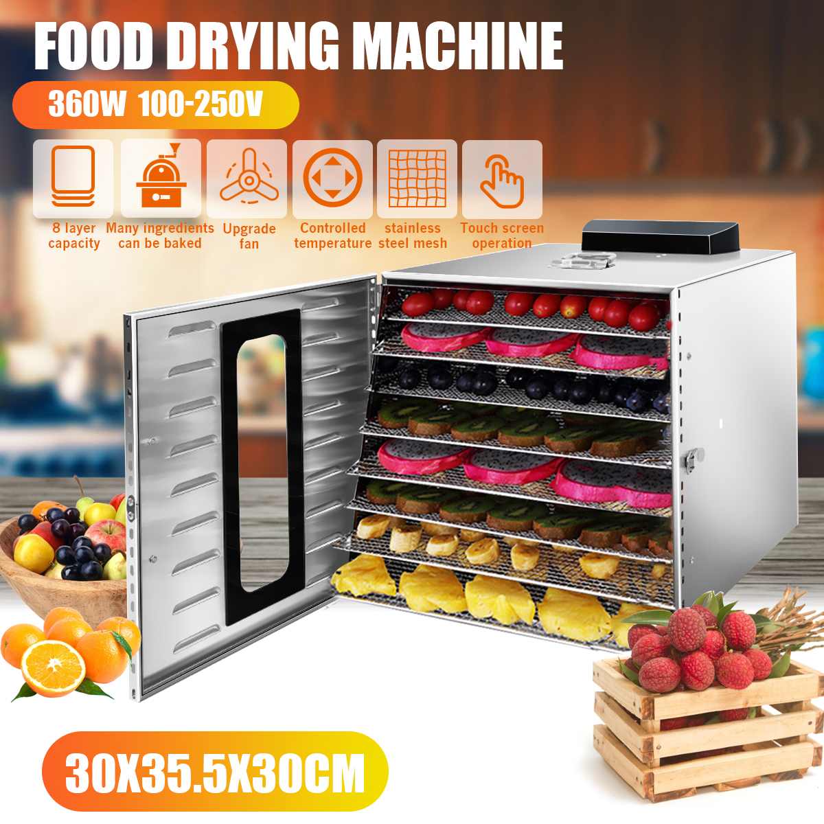 Cukyi Food Dehydrator Fruit Vegetable Herb Meat Drying Machine Pet Snacks  Food Dryer With 5 Trays 220v Eu Us - Dehydrators - AliExpress
