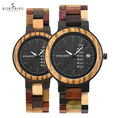 Bobo Bird Women's Watches Wooden Men's Watches for Women Quartz Couple Wristwatch Week Display luminous Ladies Watch female 2022 ► Photo 1/6