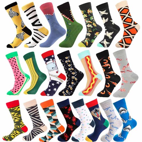 2022 date men dress color comfortable pair roller skateboard for causal reason funny wedding happy socks socks shark geometry ► Photo 1/6