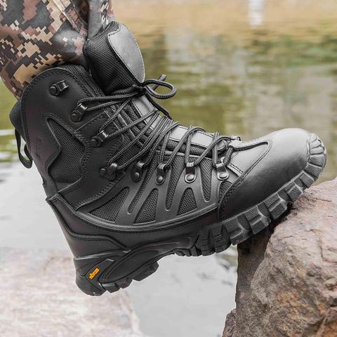 Top Quality Rubber Sole Men's Black Military Tactical Boots Men Outdoor Hiking Combat Army Boots Militares Sapatos Masculino ► Photo 1/6