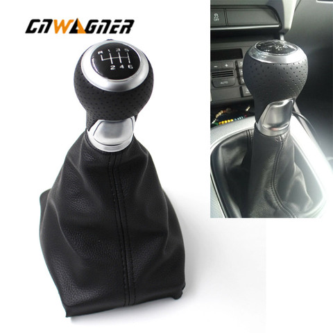 Luxury Genuine leather Car Gear Shift Knob Stick Pen Gaiter Boot Cover For Audi A4 S4 B8 8K A5 8T Q5 8R S Line 07-15 Chrome Ring ► Photo 1/6