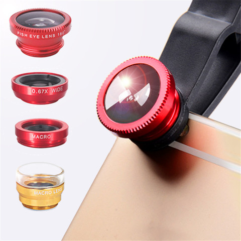 phone lens Fisheye 0.67x Wide Angle Zoom lens fish eye 6x macro lenses Camera Kits with Clip lens on the phone for smartphone ► Photo 1/6