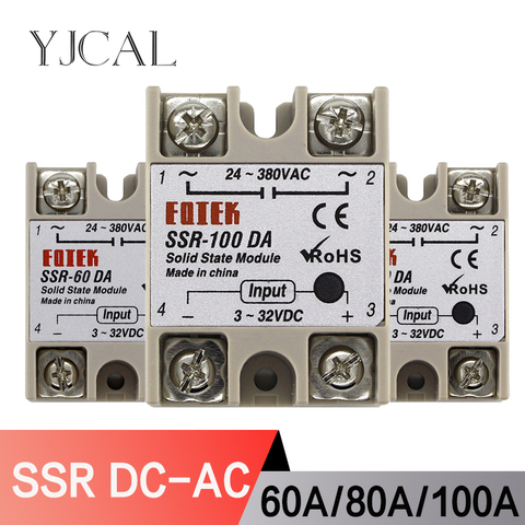 Solid State Relay Module 3-32V SSR-60DA SSR-80DA SSR-100DA 60A 80A 100A Input DC 24-380V AC Output High Quality ► Photo 1/6