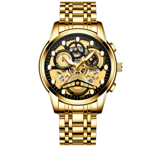 Watch Men Skeleton Automatic quartz Watch Gold Skeleton Vintage Man Watchwrist watches for men ► Photo 1/6