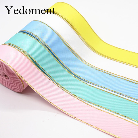 10 Yards 10MM/25MM/38MM Glitter Gold Edge Grosgrain Ribbon For Hair Bows/ Gift Packaging DIY Handmade Materials Y19042101 ► Photo 1/6
