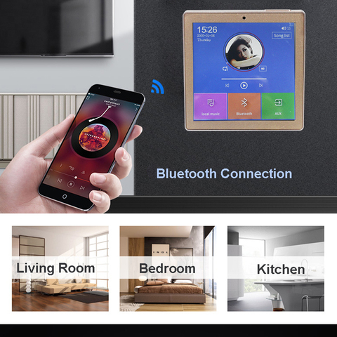 2/4 Channel Wireless Bluetooth In Wall Amplifier with Touch Screen,FM Radio,USB,TF,Power 2 to 8 Speakers for Smart Home Audio ► Photo 1/6