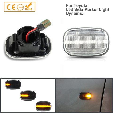 2x Dynamic LED Side Marker Turn Signal Lights Indicator Amber Repeater Car Lights For T.oyota Hilux Corolla Carina E T19 Corolla ► Photo 1/6