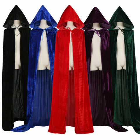 Gothic Hooded Cloak Adult Elf Witch Long Purim Carnival Halloween Cloaks Capes Robe Larp Women Men Vampires Grim Reaper Party ► Photo 1/6