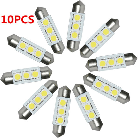 10pcs White 38mm Festoon Dome Light Bulb 5050 3 SMD LED Car Interior Dome Lamp Super Bright Lights Wholesale ► Photo 1/5