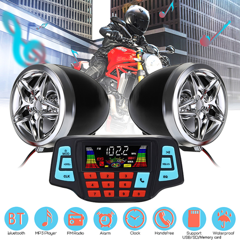 Motorcycle Studio Audio Sound System Stereo Speakers FM Radio MP3 Music Player Scooter ATV Remote Control Alarm Speaker Scooter ► Photo 1/6