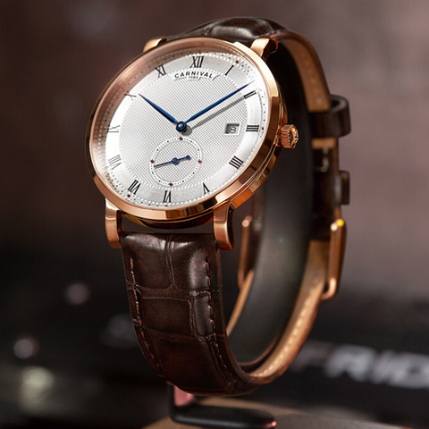 Switzerland Luxury brand Carnival Mechanical watch men waterproof leather Men Watches Clock reloj hombre erkek kol saati relogio ► Photo 1/6