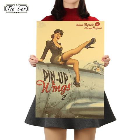 TIE LER World War ll Sexy Girl Nostalgic Newspaper Poster Bar Cafe Adornment Wall Sticker 51.5X36cm ► Photo 1/6