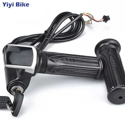 WUXING 24V 36V 48V Twist Throttle Electric Bike Gas Handlebar For Scooter e-bike Grip LCD Display Throttle Key Lock Universal ► Photo 1/5