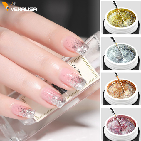 Newest VENALISA Nail Art Semi Permanent UV Lacquer Hybrid Varnishes Gel Glitter Platinum Emboss Spider Nail Painting Gel Polish ► Photo 1/6