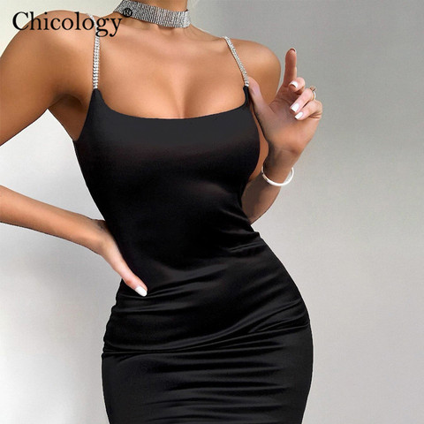 Chicology diamond thin strap bodycon sexy mini dress party club sleeveless women 2022 summer fashion outfit female short clothes ► Photo 1/6